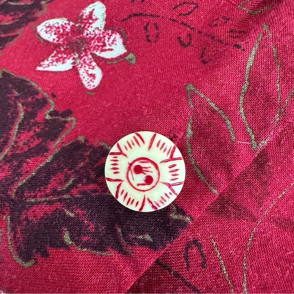 Vintage Fashion Bug Red Floral Dress Sleeveless Button Down Midi Maxi Size 14 - Picture 10 of 16